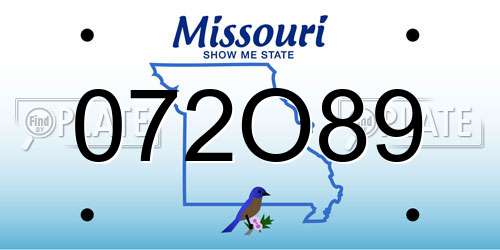 072O89 Missouri License Plate