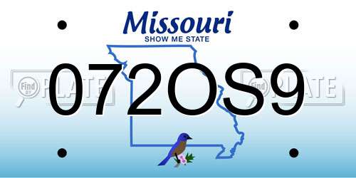 072OS9 Missouri License Plate
