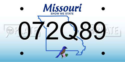 072Q89 Missouri License Plate