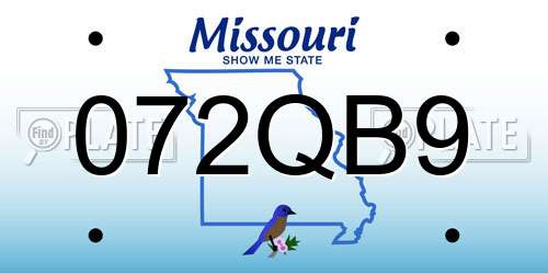 072QB9 Missouri License Plate