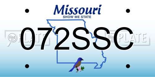 072SSC Missouri License Plate