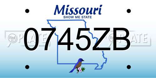 0745ZB Missouri License Plate