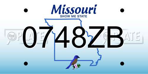 0748ZB Missouri License Plate