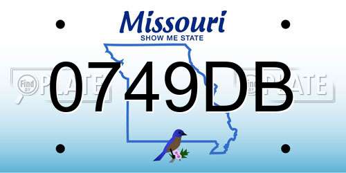 0749DB Missouri License Plate