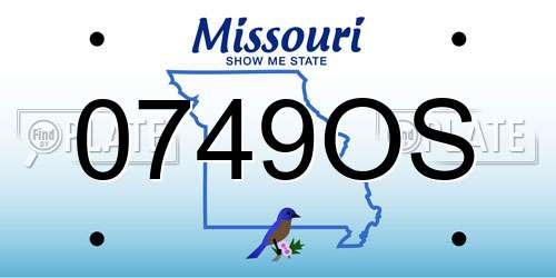 0749OS Missouri License Plate