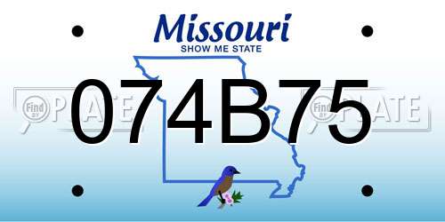 074B75 Missouri License Plate