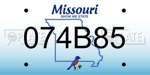 074B85 Missouri License Plate