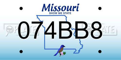 074BB8 Missouri License Plate