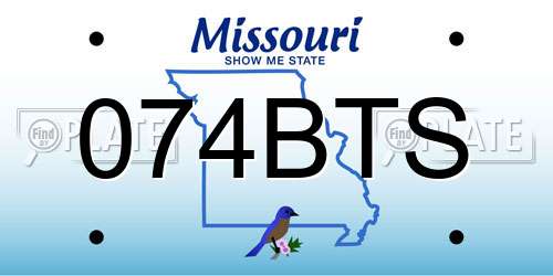 074BTS Missouri License Plate