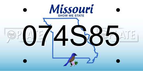074S85 Missouri License Plate