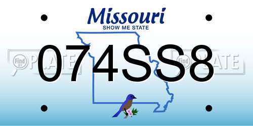 074SS8 Missouri License Plate