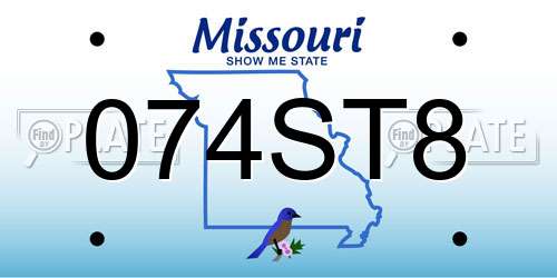 074ST8 Missouri License Plate