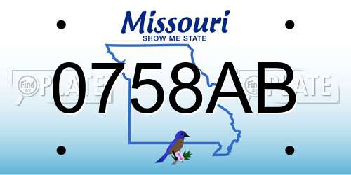 0758AB Missouri License Plate