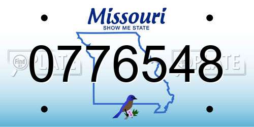0776548 Missouri License Plate