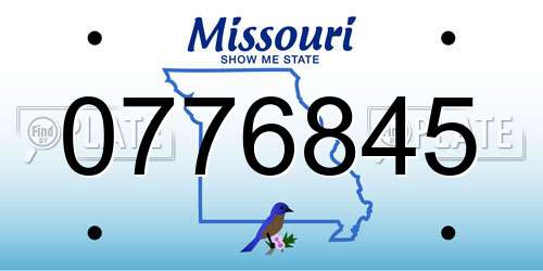 0776845 Missouri License Plate