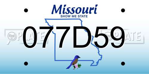 077D59 Missouri License Plate