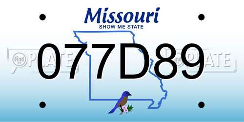 077D89 Missouri License Plate