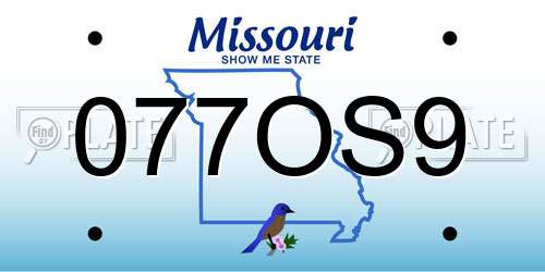 077OS9 Missouri License Plate