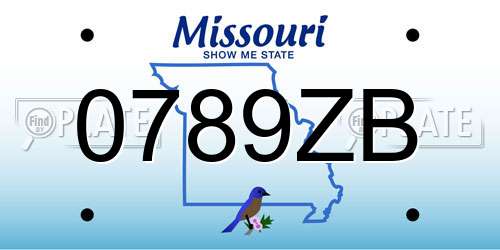 0789ZB Missouri License Plate