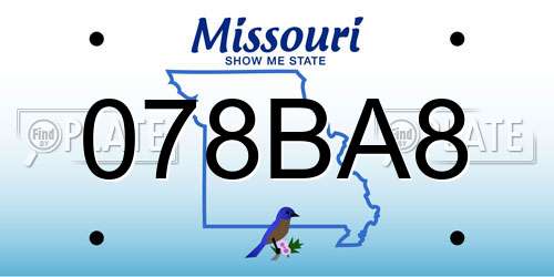 078BA8 Missouri License Plate