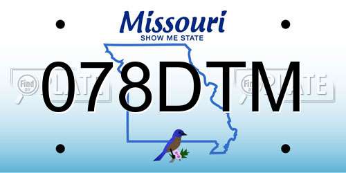 078DTM Missouri License Plate