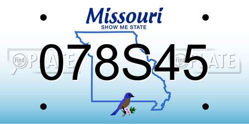 078S45 Missouri License Plate