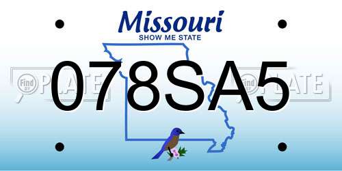 078SA5 Missouri License Plate