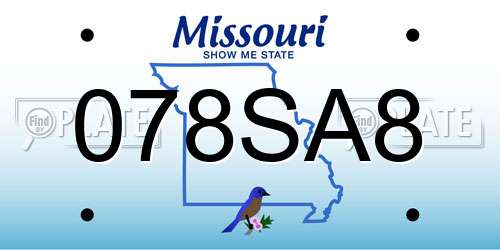 078SA8 Missouri License Plate