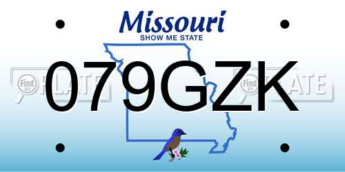 079GZK Missouri License Plate