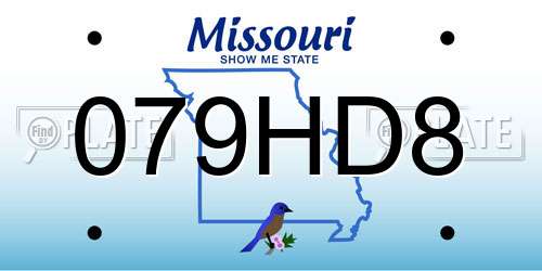 079HD8 Missouri License Plate