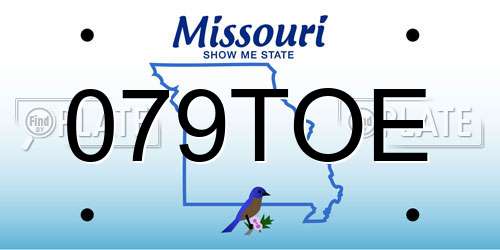 079TOE Missouri License Plate
