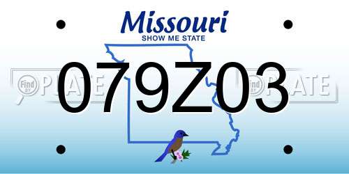 079Z03 Missouri License Plate