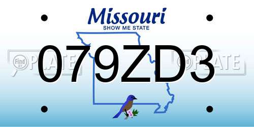 079ZD3 Missouri License Plate