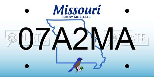 07A2MA Missouri License Plate