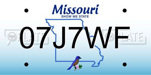 07J7WF Missouri License Plate