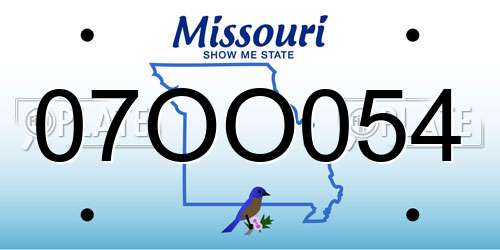 07OO054 Missouri License Plate