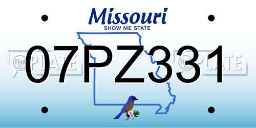 07PZ331 Missouri License Plate