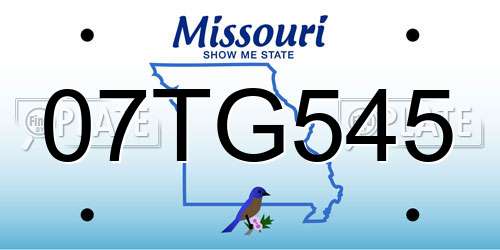 07TG545 Missouri License Plate