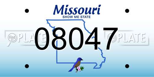 08047 Missouri License Plate