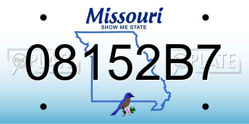 08152B7 Missouri License Plate