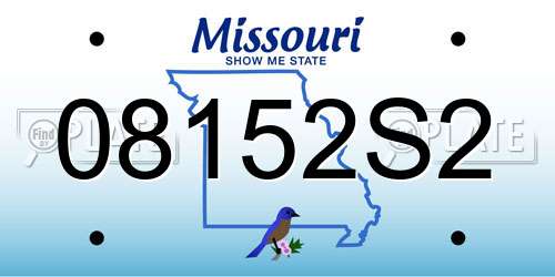 08152S2 Missouri License Plate