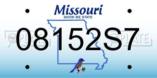 08152S7 Missouri License Plate
