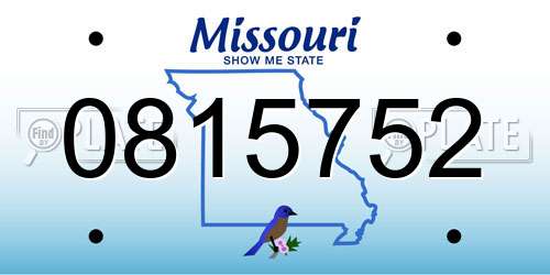 0815752 Missouri License Plate