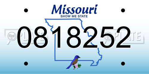 0818252 Missouri License Plate
