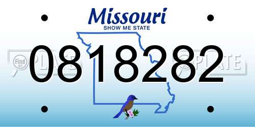 0818282 Missouri License Plate