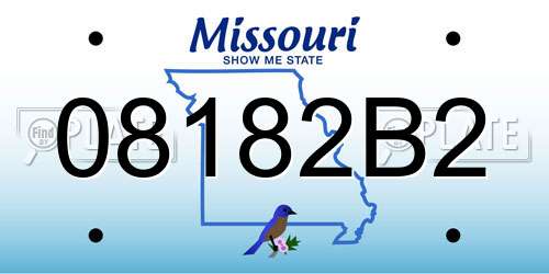 08182B2 Missouri License Plate