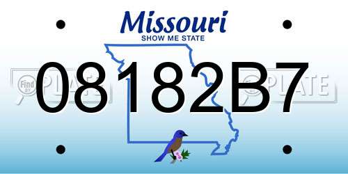 08182B7 Missouri License Plate