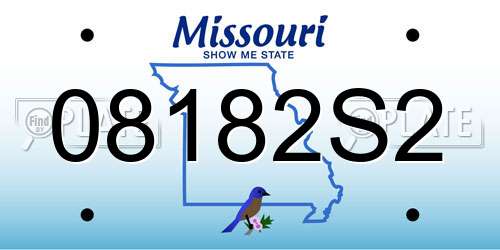 08182S2 Missouri License Plate