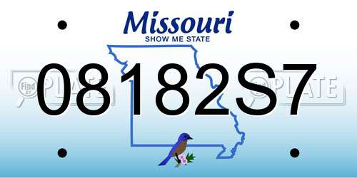 08182S7 Missouri License Plate