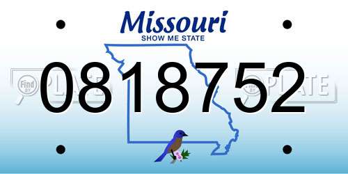 0818752 Missouri License Plate